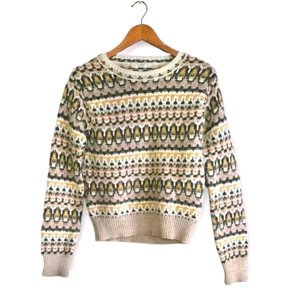 Vanessa Bruno Ventura Sweater Womens Small Tan Geometric Alpaca Wool Ita… - Picture 1 of 9